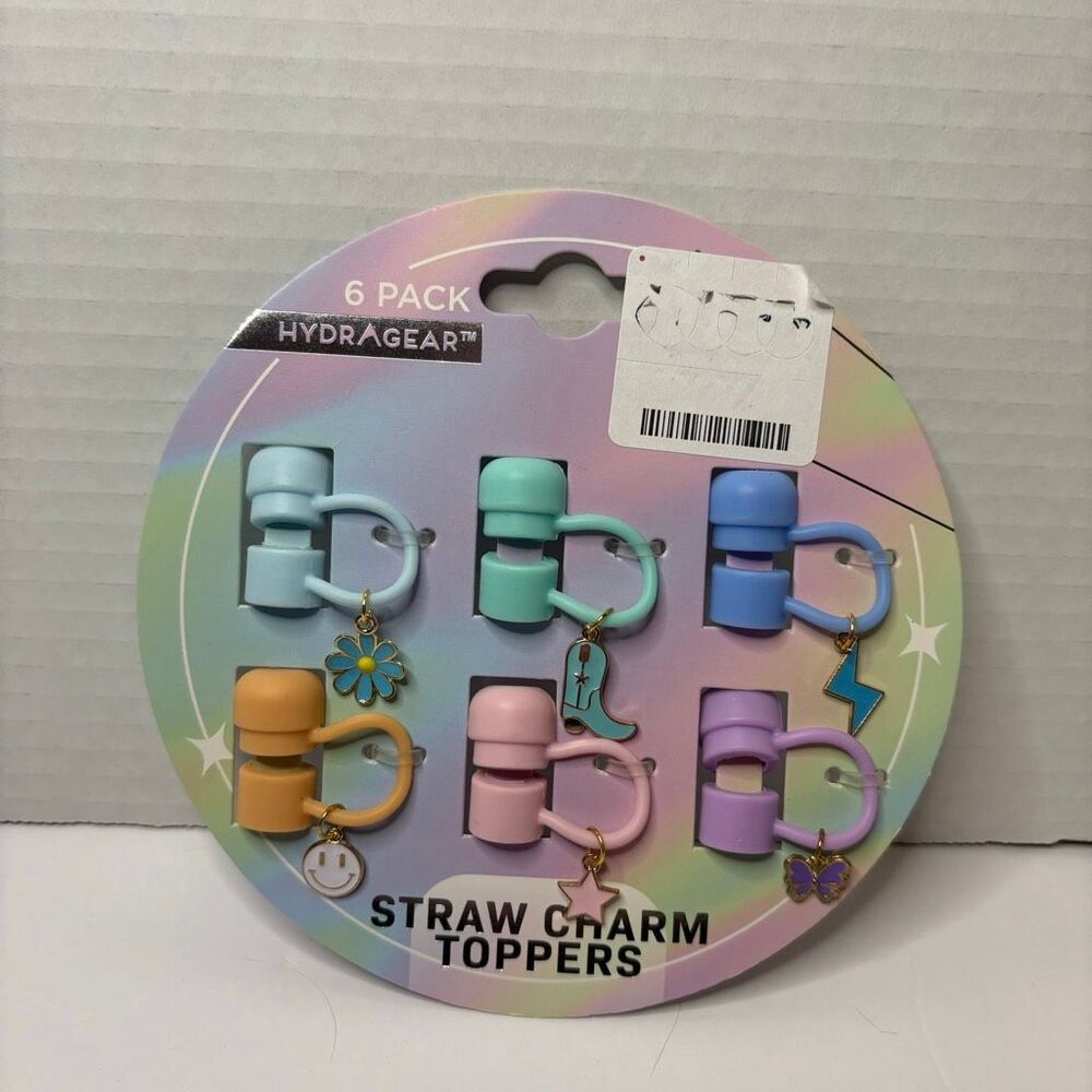 Hydragear Silicone Charmed Straw Toppers Flower Cowboy Boot Butterfly Bolt NEW